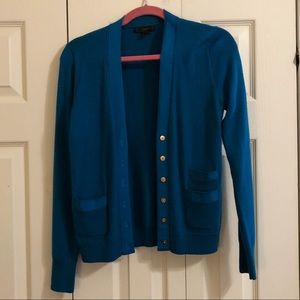 JCrew satin edge cardigan, peacock blue